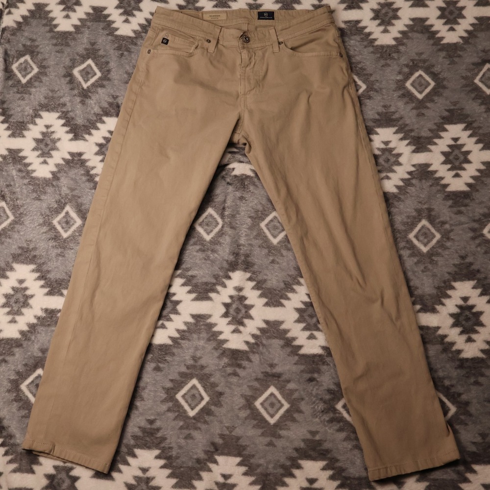 AG Adriano Goldschmied The Graduate Tailored Leg Tan Khaki Pants 32x29